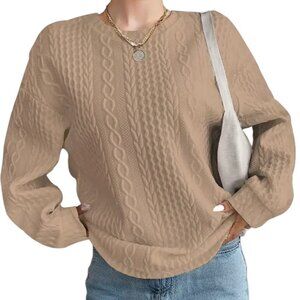 Cable Knit Tan Sweatshirt
